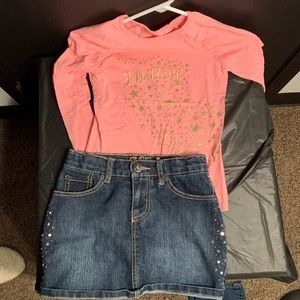 OshKosh B’Gosh skirt and long sleeve girls shirt
